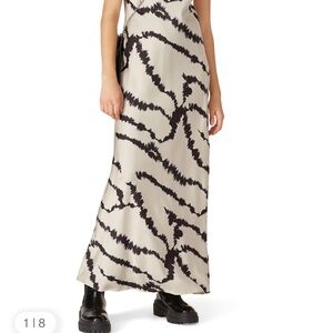 All Saints Black and Cream Patterned Maxi Skirt